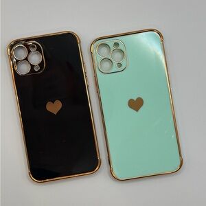 Two Stylish Black and Mint IPhone 11 Pro Cases